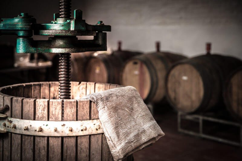 wine press in a vinyeard