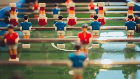 foosball table with a shot depth of field